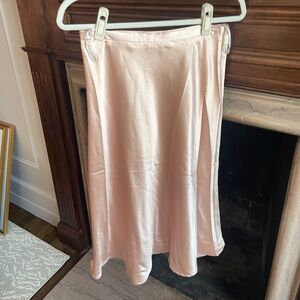 Commense Blush Satin Midi Skirt Medium